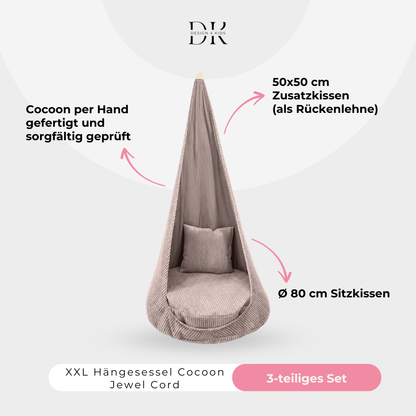 Design4Kids XXL Hängesessel Cocoon Jewel Cord