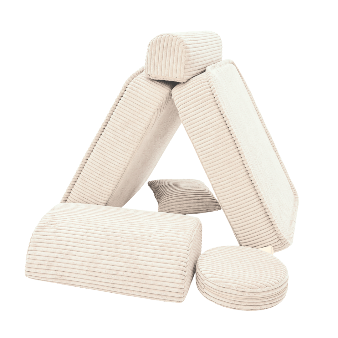 Design4Kids 3-in-1 Kindersessel Jewel Cord Mini 60x60 cm - Faltbare Kindercouch &amp; Spielmatratze