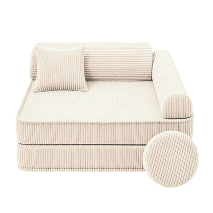 Design4Kids 3-in-1 Kindersessel Jewel Cord 80x80 cm - Faltbare Kindercouch &amp; Spielmatratze