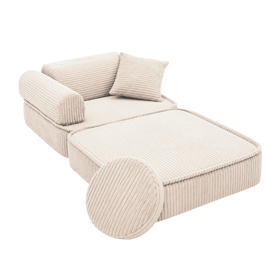 Design4Kids 3-in-1 Kindersessel Jewel Cord Mini 60x60 cm - Faltbare Kindercouch &amp; Spielmatratze