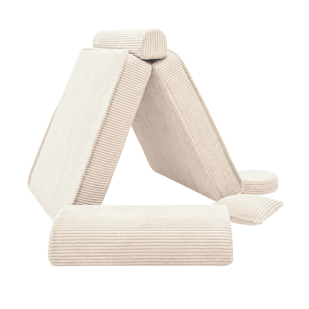 Design4Kids 3-in-1 Kindersessel Jewel Cord 80x80 cm - Faltbare Kindercouch &amp; Spielmatratze