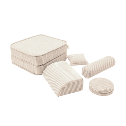Design4Kids 3-in-1 Kindersessel Jewel Cord Mini 60x60 cm - Faltbare Kindercouch &amp; Spielmatratze