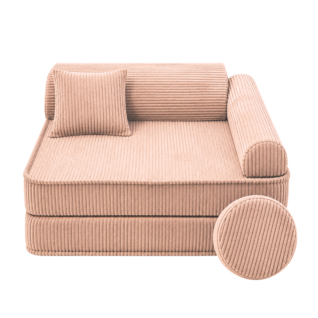 Design4Kids 3-in-1 Kindersessel Jewel Cord 80x80 cm - Faltbare Kindercouch &amp; Spielmatratze