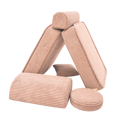 Design4Kids 3-in-1 Kindersessel Jewel Cord Mini 60x60 cm - Faltbare Kindercouch &amp; Spielmatratze