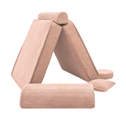 Design4Kids 3-in-1 Kindersessel Jewel Cord 80x80 cm - Faltbare Kindercouch &amp; Spielmatratze