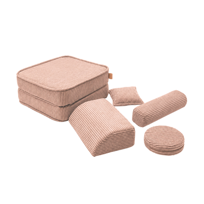 Design4Kids 3-in-1 Kindersessel Jewel Cord Mini 60x60 cm - Faltbare Kindercouch &amp; Spielmatratze