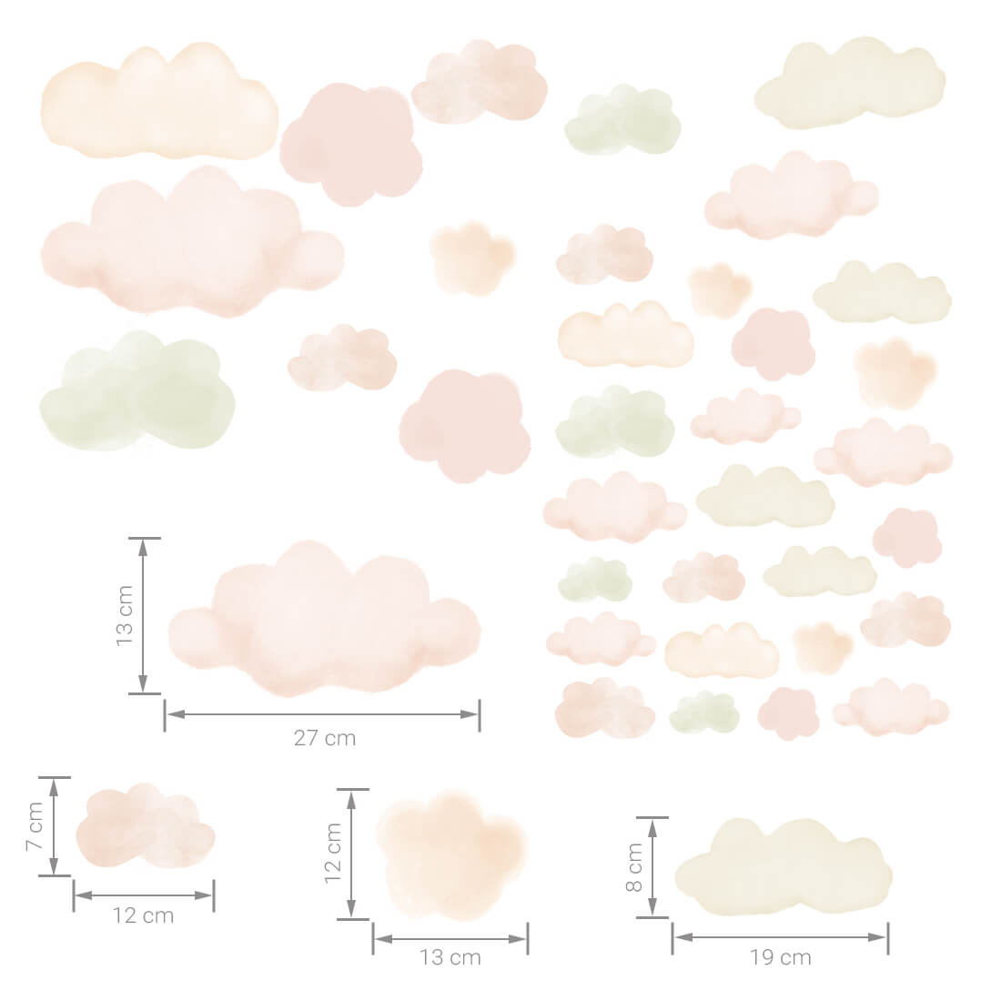PASTEL LOVE XL Wall Tattoo/Sticker Dinosaur I 8-piece