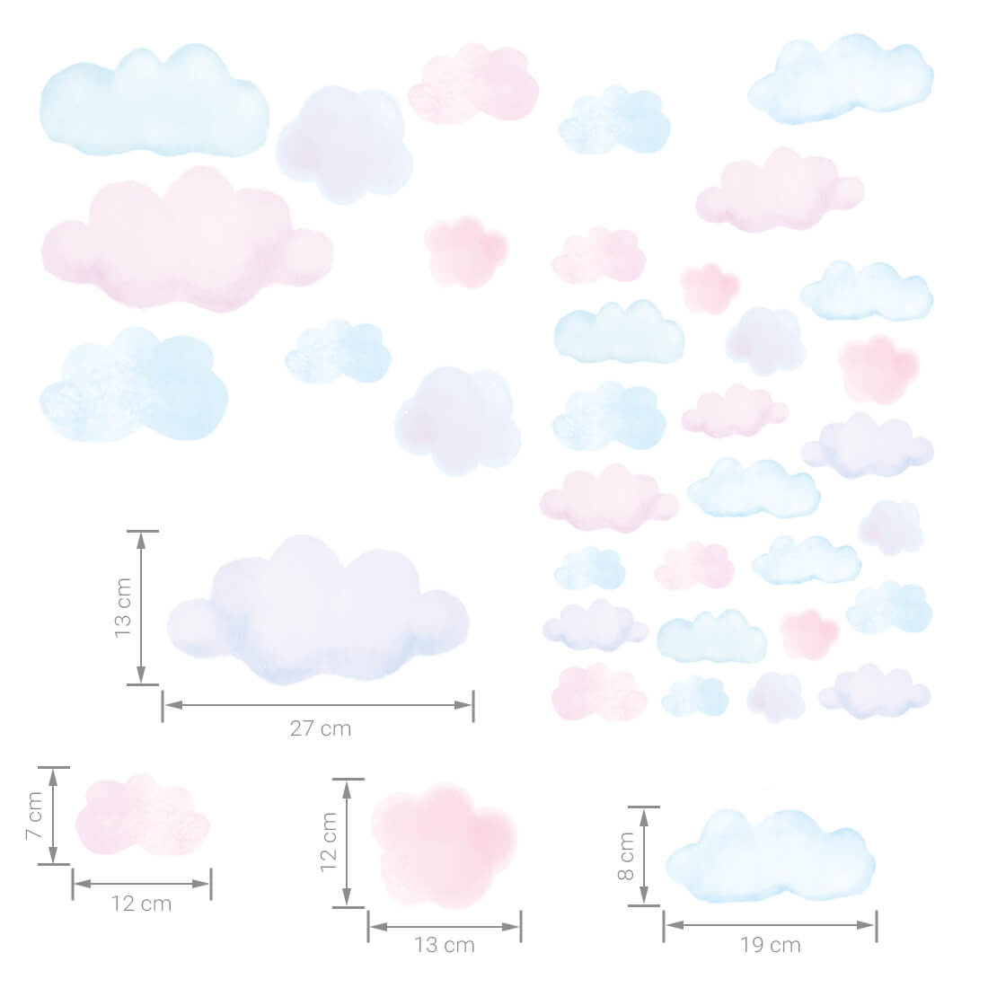 PASTEL LOVE XL Wall Tattoo/Sticker Dinosaur I 8-piece