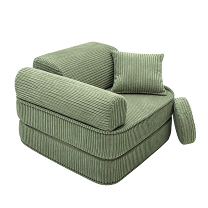 Design4Kids 3-in-1 Kindersessel Jewel Cord Mini 60x60 cm - Faltbare Kindercouch &amp; Spielmatratze