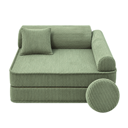 Design4Kids 3-in-1 Kindersessel Jewel Cord 80x80 cm - Faltbare Kindercouch &amp; Spielmatratze