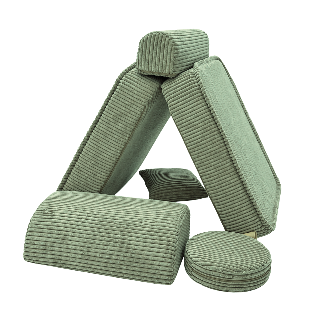 Design4Kids 3-in-1 Kindersessel Jewel Cord Mini 60x60 cm - Faltbare Kindercouch &amp; Spielmatratze