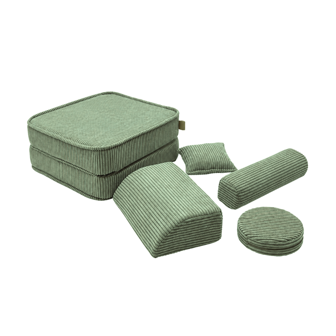 Design4Kids 3-in-1 Kindersessel Jewel Cord Mini 60x60 cm - Faltbare Kindercouch &amp; Spielmatratze