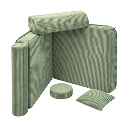 Design4Kids 3-in-1 Kindersessel Jewel Cord 80x80 cm - Faltbare Kindercouch &amp; Spielmatratze