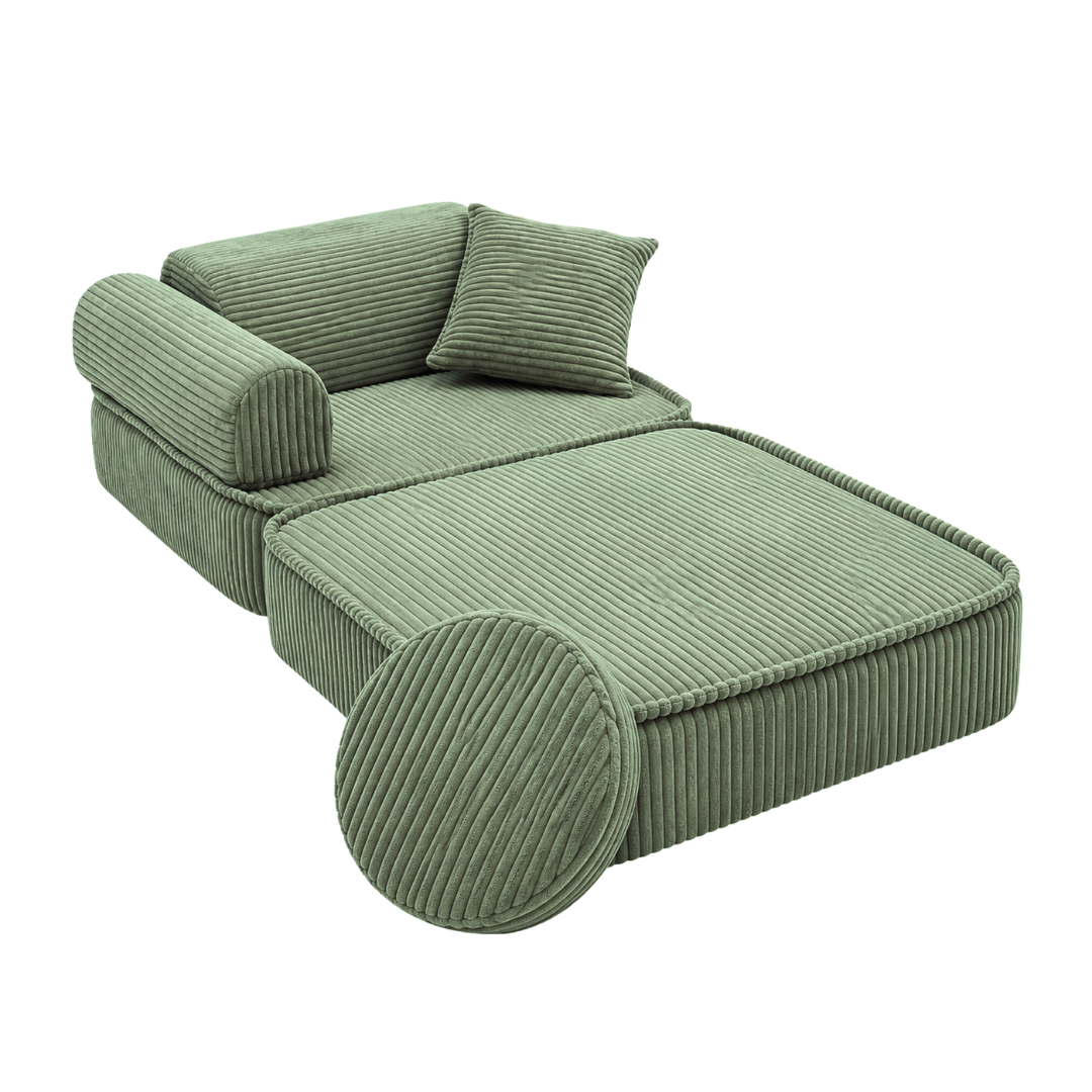 Design4Kids 3-in-1 Kindersessel Jewel Cord Mini 60x60 cm - Faltbare Kindercouch &amp; Spielmatratze