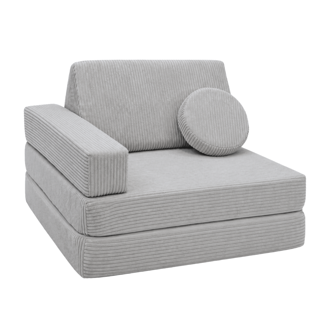 Design4Kids 3-in-1 Kindersessel Cord Grande 80x80 cm - Faltbare Kindercouch &amp; Spielmatratze