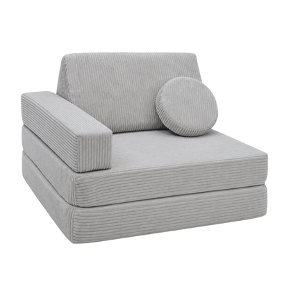 Design4Kids 3-in-1 Kindersessel Cord Grande 80x80 cm - Faltbare Kindercouch &amp; Spielmatratze
