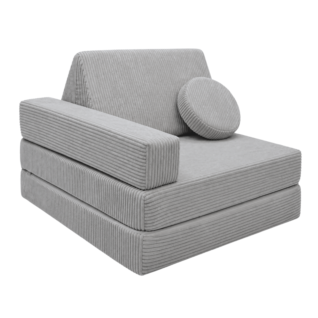 Design4Kids XXL 3-in-1 Kindersessel Cord Grande, 86x86 cm - Faltbare Kindercouch &amp; Spielmatratze