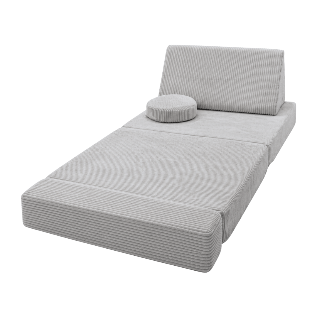 Design4Kids 3-in-1 Kindersessel Cord Grande 80x80 cm - Faltbare Kindercouch &amp; Spielmatratze