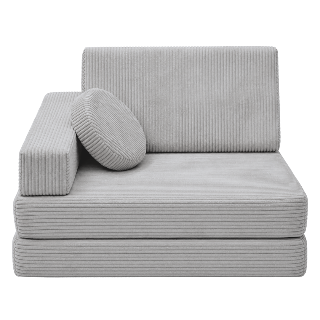 Design4Kids 3-in-1 Kindersessel Cord Grande 80x80 cm - Faltbare Kindercouch &amp; Spielmatratze