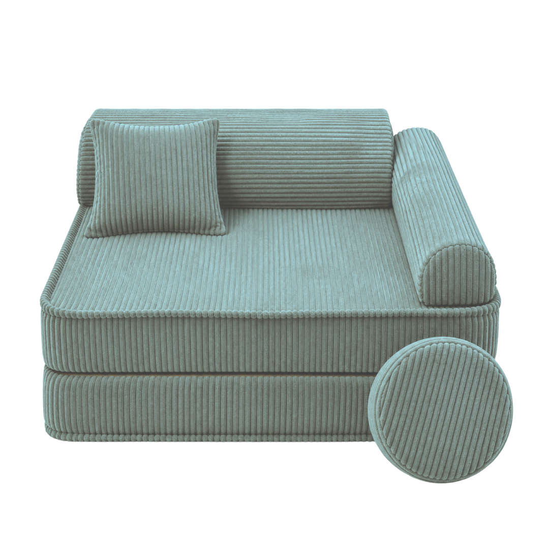 Design4Kids 3-in-1 Kindersessel Jewel Cord 80x80 cm - Faltbare Kindercouch &amp; Spielmatratze