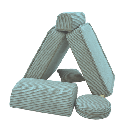 Design4Kids 3-in-1 Kindersessel Jewel Cord Mini 60x60 cm - Faltbare Kindercouch &amp; Spielmatratze