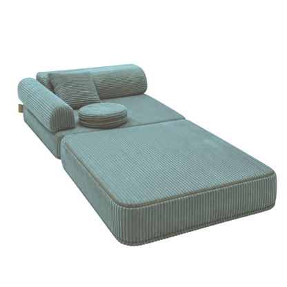 Design4Kids 3-in-1 Kindersessel Jewel Cord 80x80 cm - Faltbare Kindercouch &amp; Spielmatratze