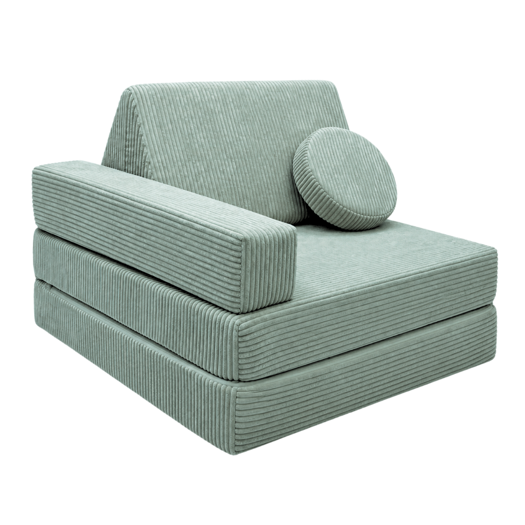 Design4Kids 3-in-1 Kindersessel Cord Grande 80x80 cm - Faltbare Kindercouch &amp; Spielmatratze