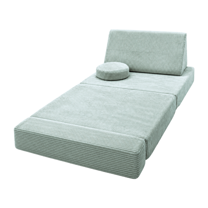 Design4Kids 3-in-1 Kindersessel Cord Grande 80x80 cm - Faltbare Kindercouch &amp; Spielmatratze