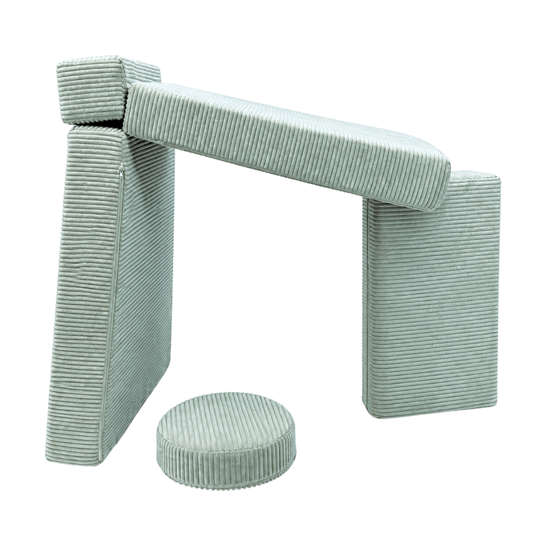 Design4Kids XXL 3-in-1 Kindersessel Cord Grande, 86x86 cm - Faltbare Kindercouch &amp; Spielmatratze