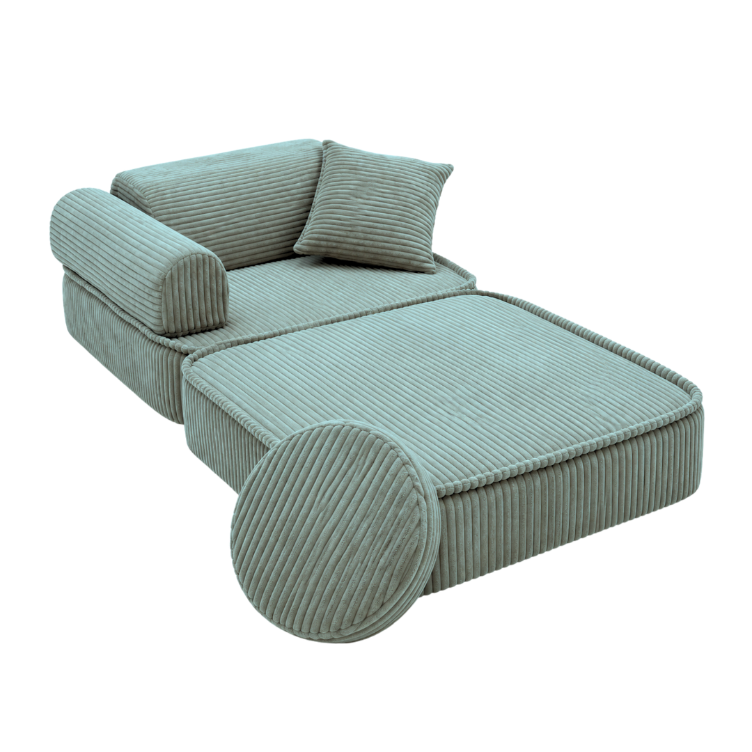Design4Kids 3-in-1 Kindersessel Jewel Cord Mini 60x60 cm - Faltbare Kindercouch &amp; Spielmatratze