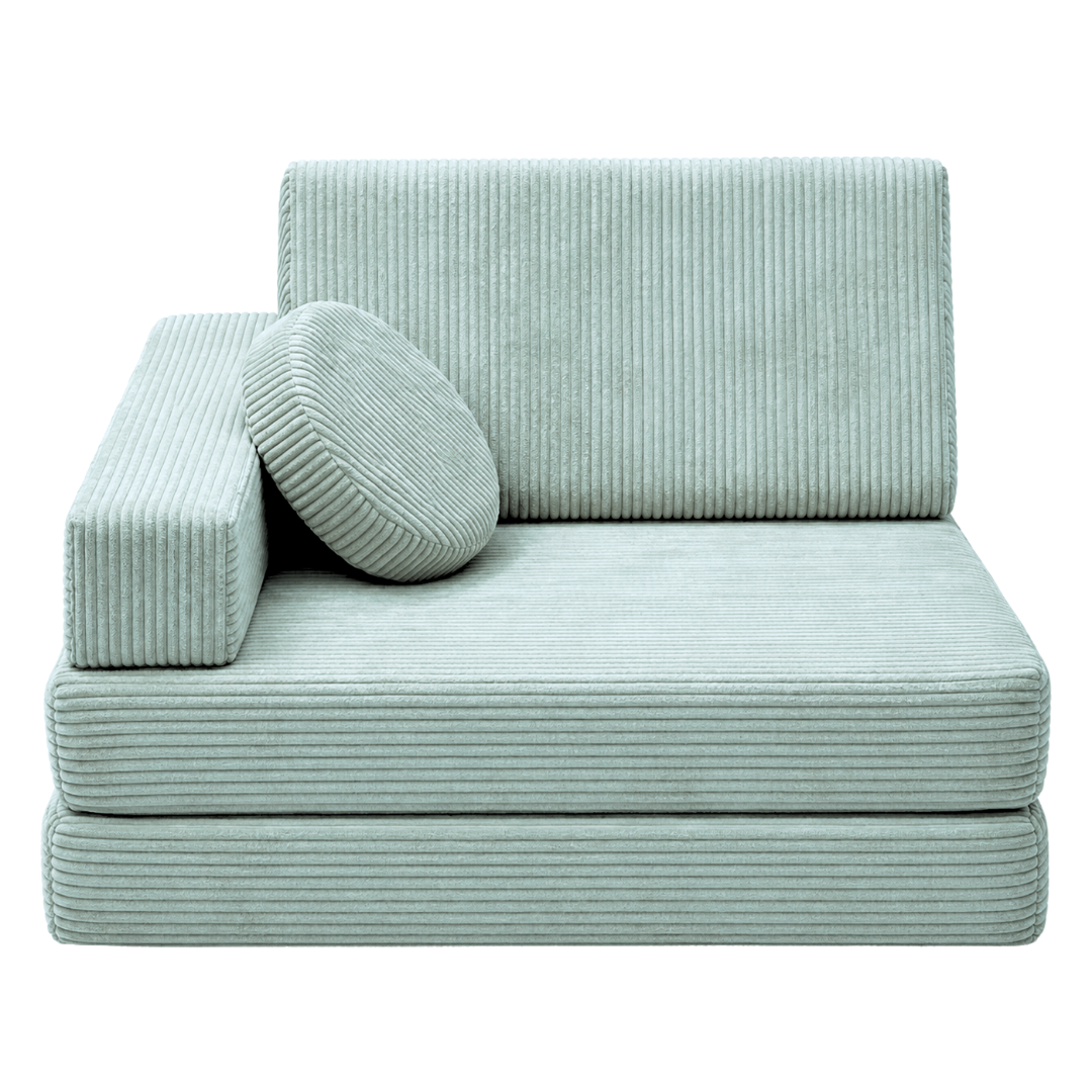 Design4Kids 3-in-1 Kindersessel Cord Grande 80x80 cm - Faltbare Kindercouch &amp; Spielmatratze