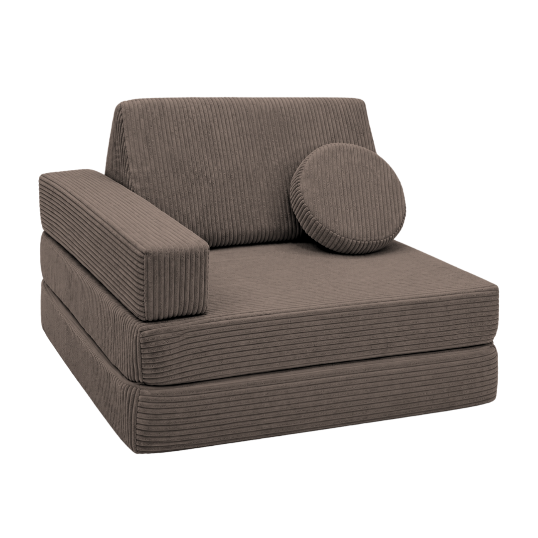 Design4Kids XXL 3-in-1 Kindersessel Cord Grande, 86x86 cm - Faltbare Kindercouch &amp; Spielmatratze
