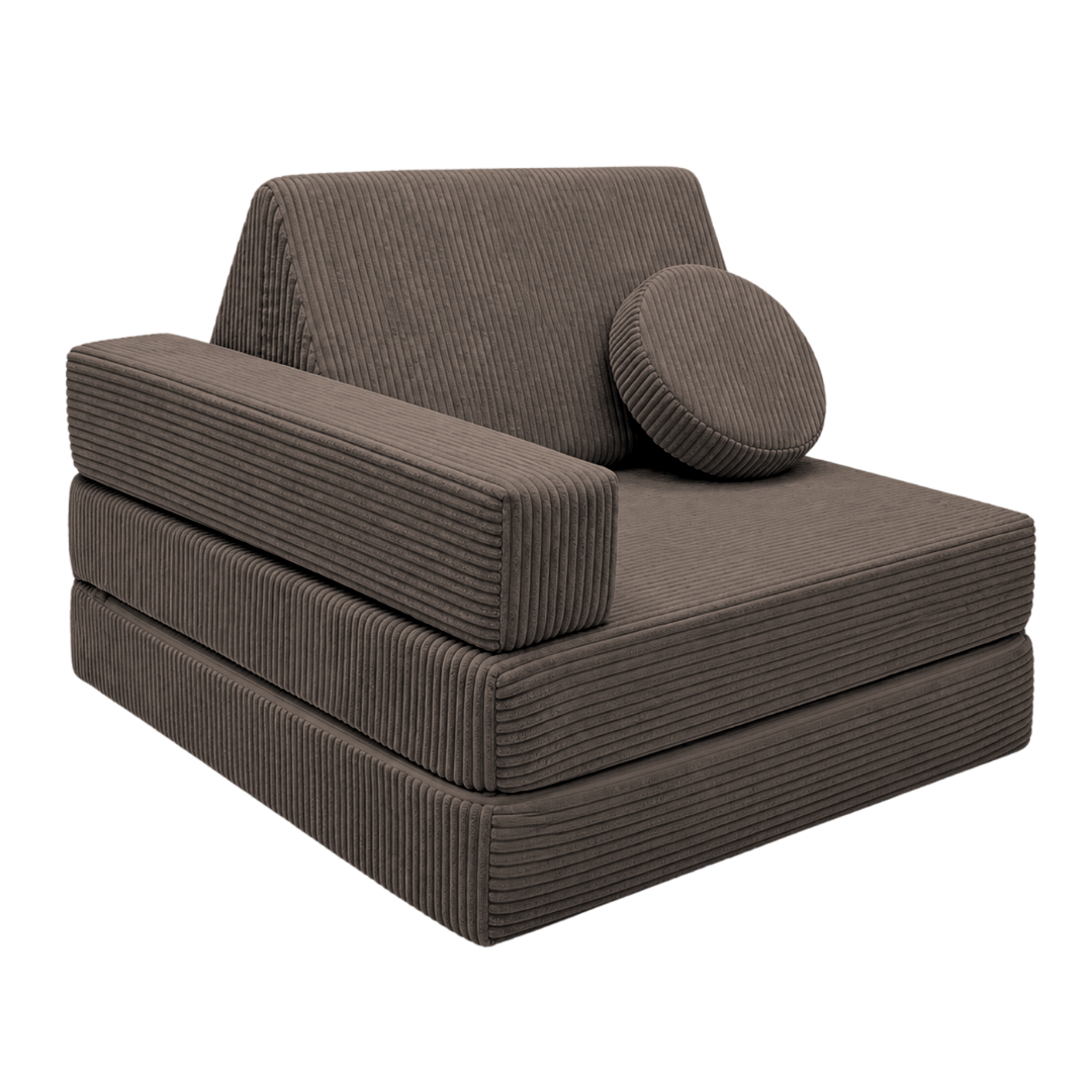 Design4Kids 3-in-1 Kindersessel Cord Grande 80x80 cm - Faltbare Kindercouch &amp; Spielmatratze