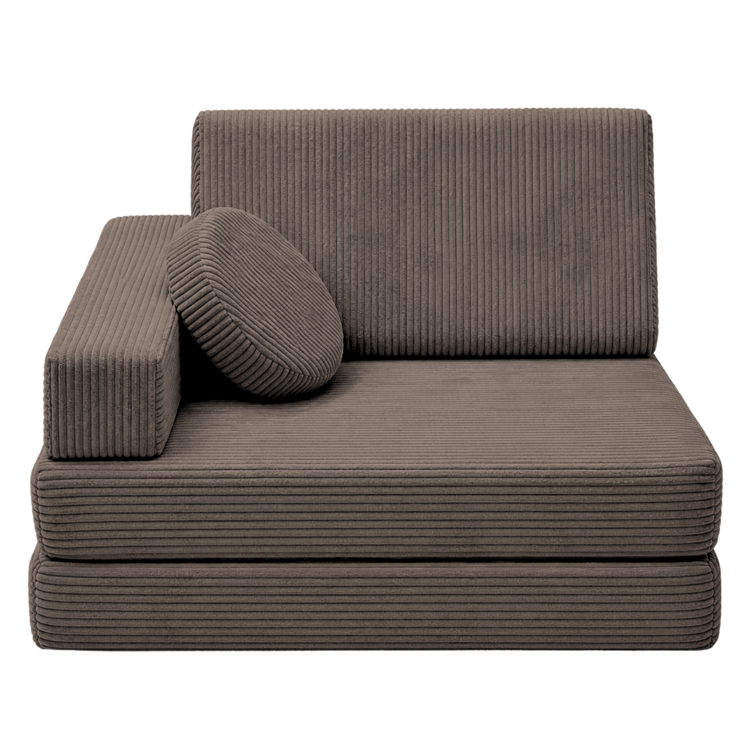 Design4Kids 3-in-1 Kindersessel Cord Grande 80x80 cm - Faltbare Kindercouch &amp; Spielmatratze