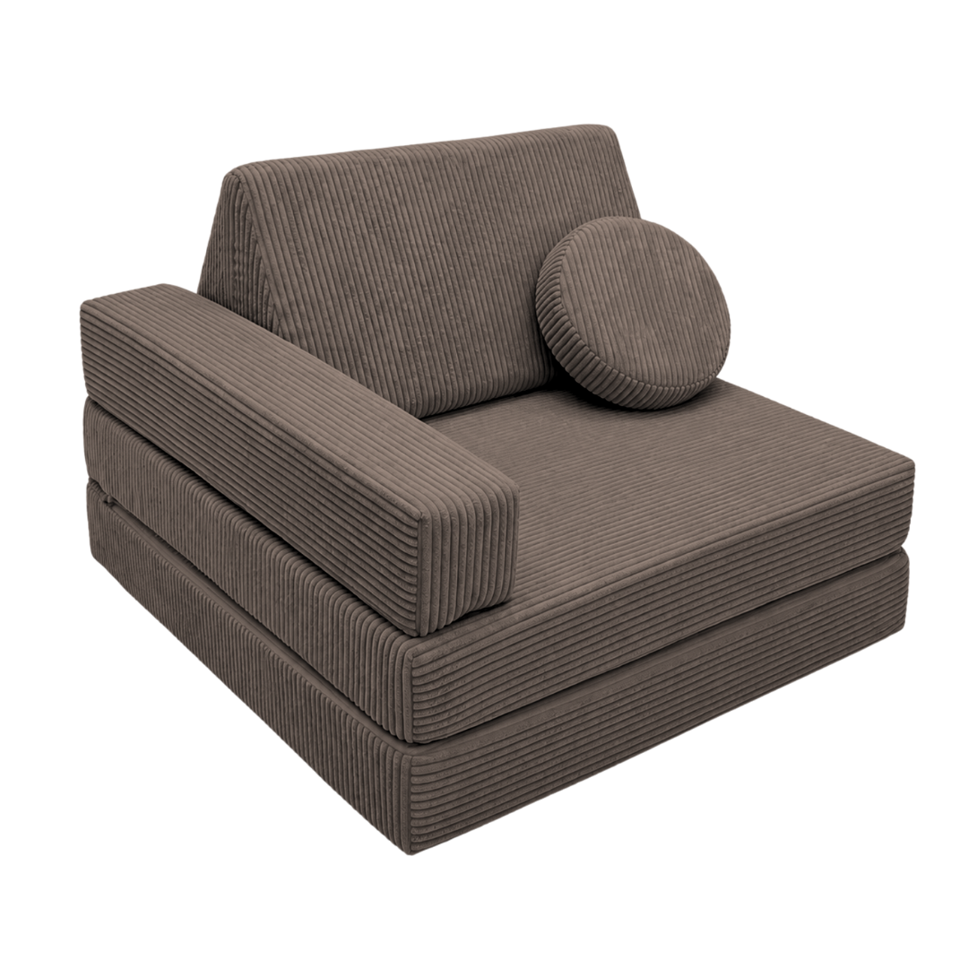 Design4Kids 3-in-1 Kindersessel Cord Grande 80x80 cm - Faltbare Kindercouch &amp; Spielmatratze