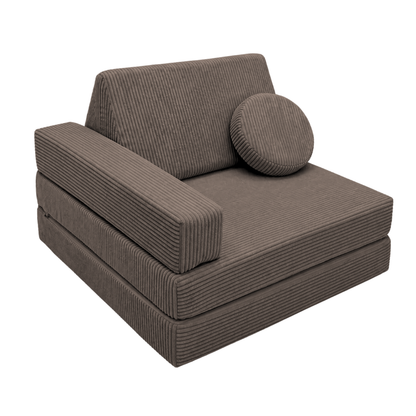 Design4Kids 3-in-1 Kindersessel Cord Grande 80x80 cm - Faltbare Kindercouch &amp; Spielmatratze
