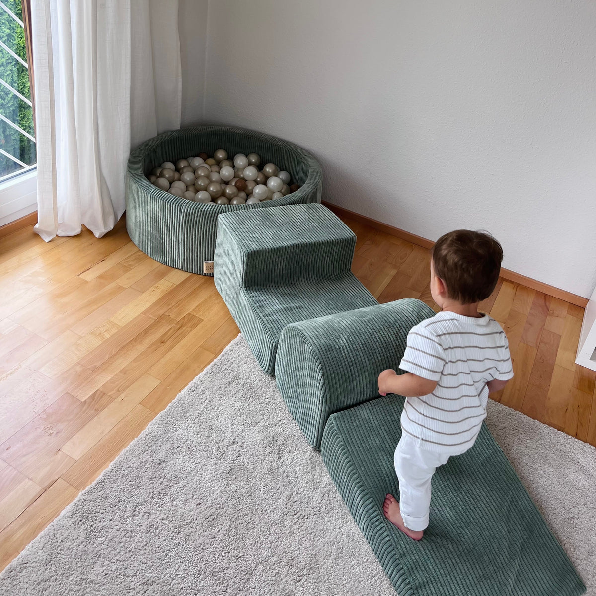Design4Kids Schaumspielset Jewel Cord mit Bällebad und 200 Bällen Classic Olive