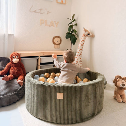 MeowBaby Bällebad Ästhetik Cord 90x30 cm – Khaki