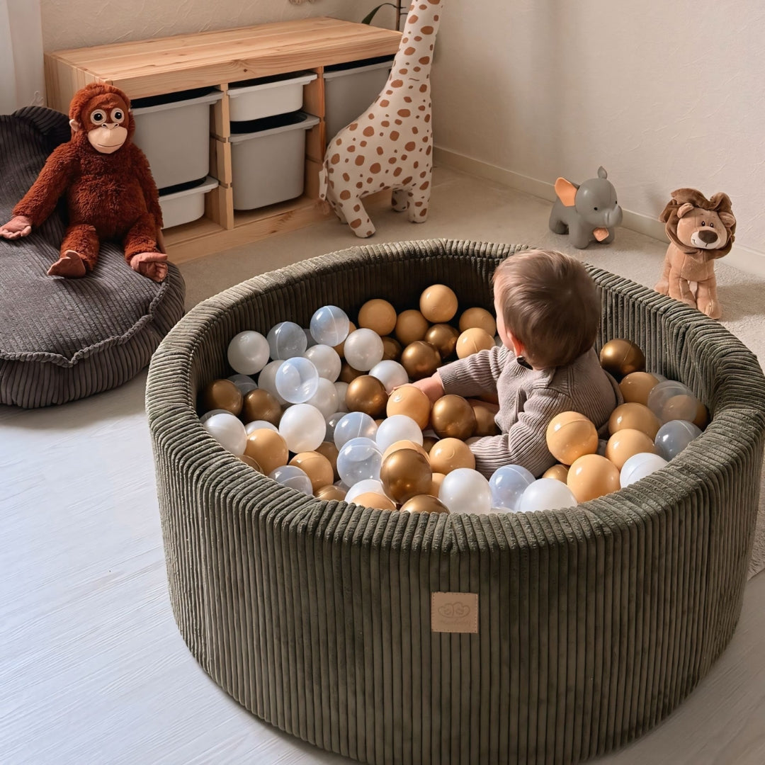 MeowBaby Bällebad Ästhetik Cord 90x30 cm – Khaki