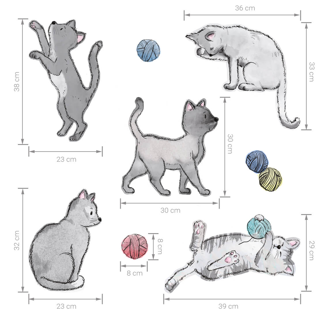 PASTEL LOVE XL Wall Tattoo/Sticker Dinosaur I 8-piece