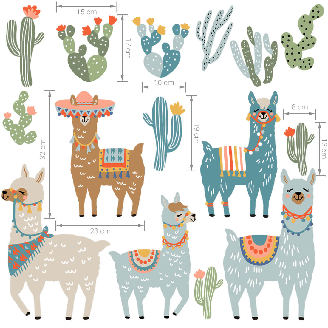 PASTEL LOVE XL Wall Tattoo/Sticker Dinosaur I 8-piece