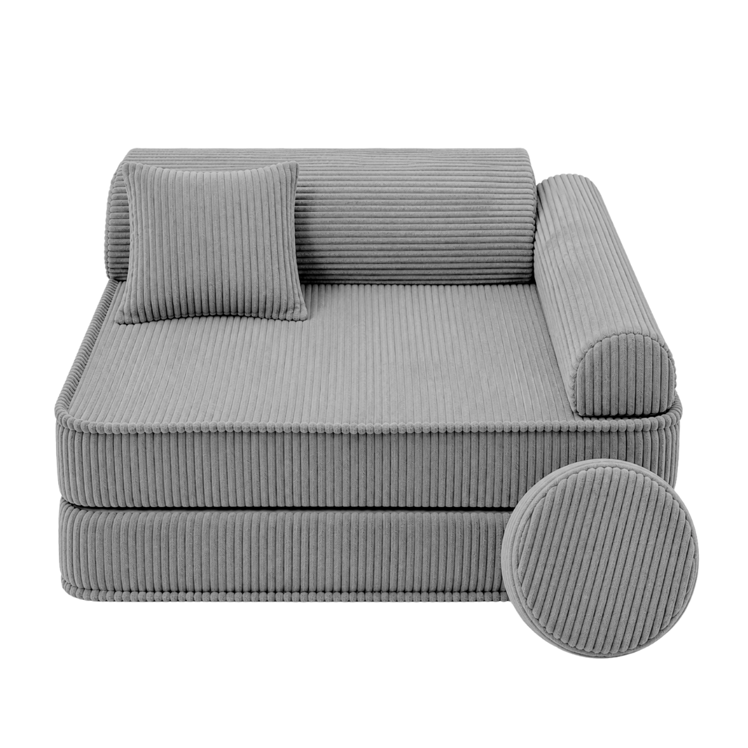 Design4Kids 3-in-1 Kindersessel Jewel Cord 80x80 cm - Faltbare Kindercouch &amp; Spielmatratze