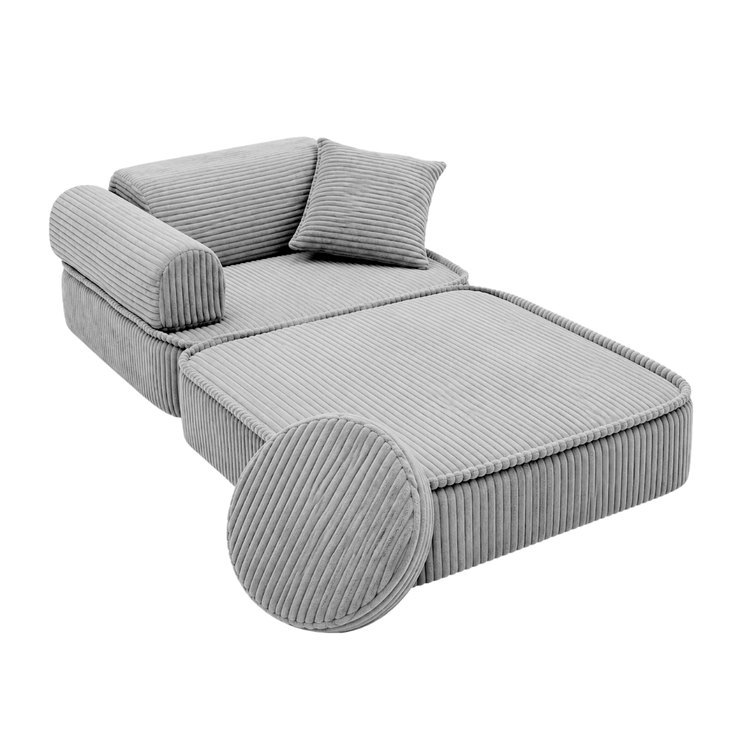 Design4Kids 3-in-1 Kindersessel Jewel Cord Mini 60x60 cm - Faltbare Kindercouch &amp; Spielmatratze