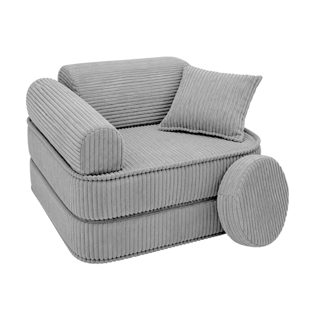 Design4Kids 3-in-1 Kindersessel Jewel Cord Mini 60x60 cm - Faltbare Kindercouch &amp; Spielmatratze