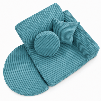 MeowBaby Kindersessel 3-in-1 Max Ästhetik Cord - faltbare Kindercouch &amp; Spielmatratze - Classic Cord Edition