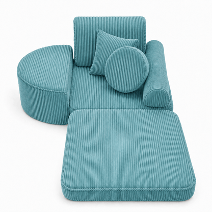 MeowBaby Kindersessel 3-in-1 Max Ästhetik Cord - faltbare Kindercouch &amp; Spielmatratze - Classic Cord Edition
