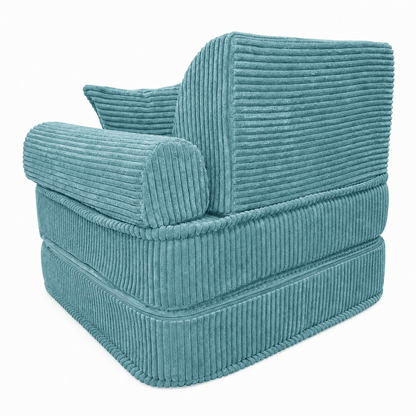 MeowBaby Kindersessel 3-in-1 Max Ästhetik Cord - faltbare Kindercouch &amp; Spielmatratze - Classic Cord Edition