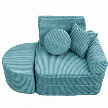 MeowBaby Kindersessel 3-in-1 Max Ästhetik Cord - faltbare Kindercouch &amp; Spielmatratze - Classic Cord Edition