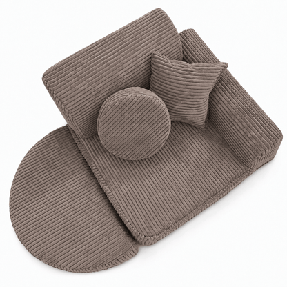MeowBaby Kindersessel 3-in-1 Max Ästhetik Cord - faltbare Kindercouch &amp; Spielmatratze - Classic Cord Edition