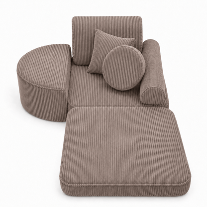 MeowBaby Kindersessel 3-in-1 Max Ästhetik Cord - faltbare Kindercouch &amp; Spielmatratze - Classic Cord Edition